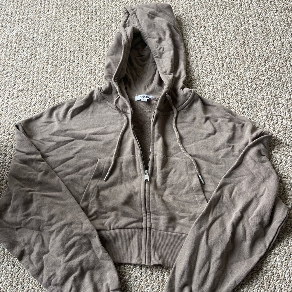 Garage cropped hoodie zip up